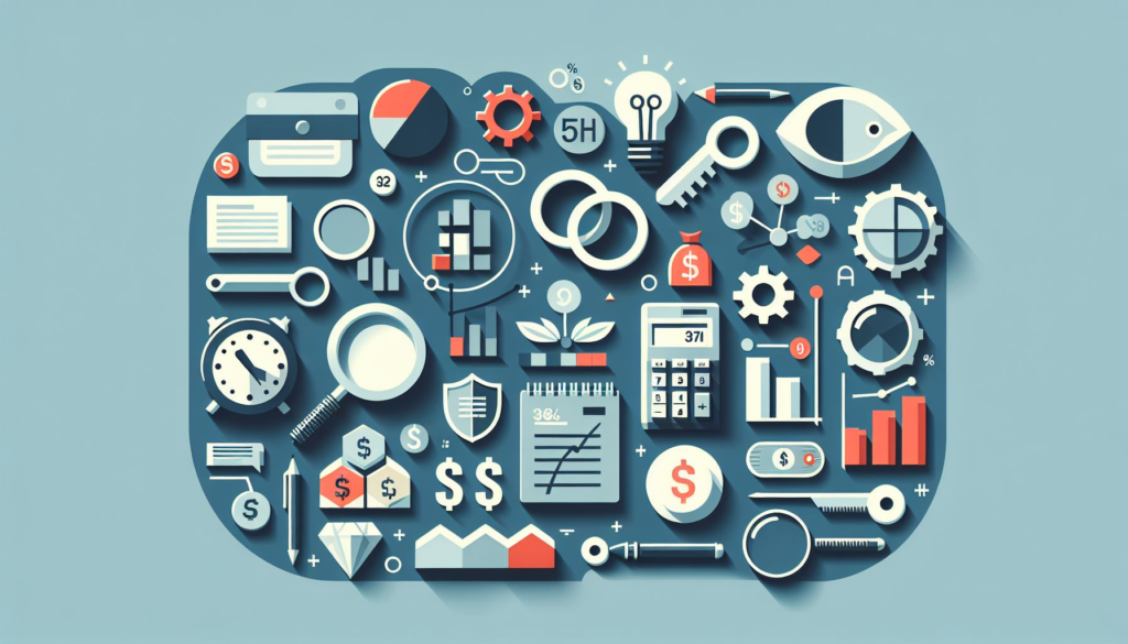 A collection of business and technology icons arranged in a cloud-like composition.